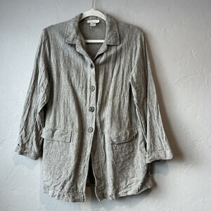 Vtg J Jill Jacket Blazer Linen Lagenlook Boho Art Teacher Artsy Minimalist 8 Tan